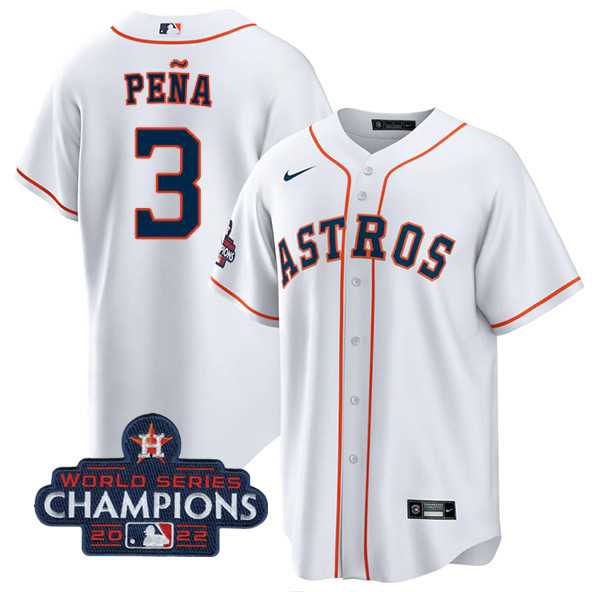 Men%27s Houston Astros #3 Jeremy Pena White 2022 World Series Champions Cool Base Stitched Baseball Jersey->houston astros->MLB Jersey